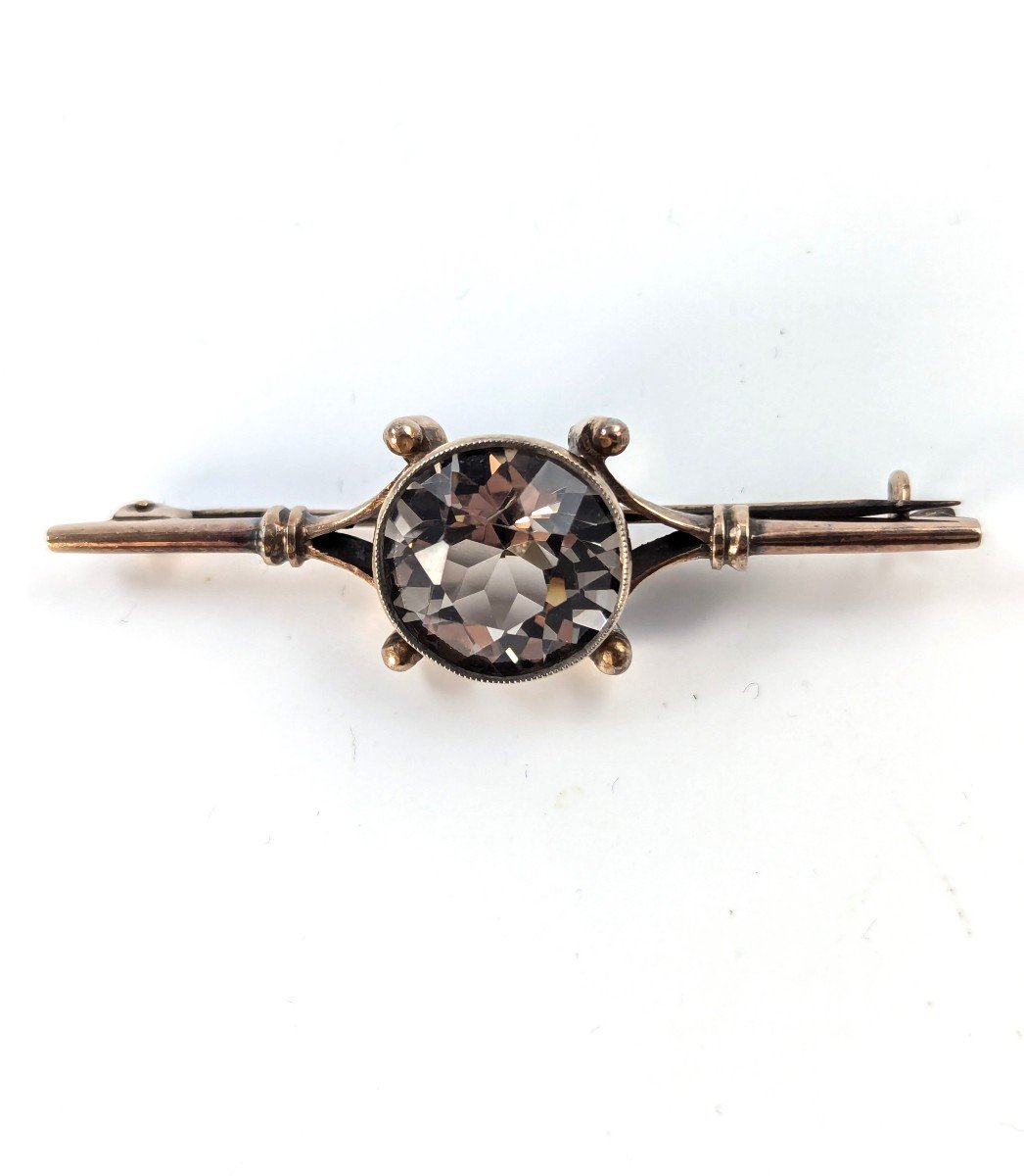 Broche Russe En Argent Doré Avec Topaze Fumée-photo-3
