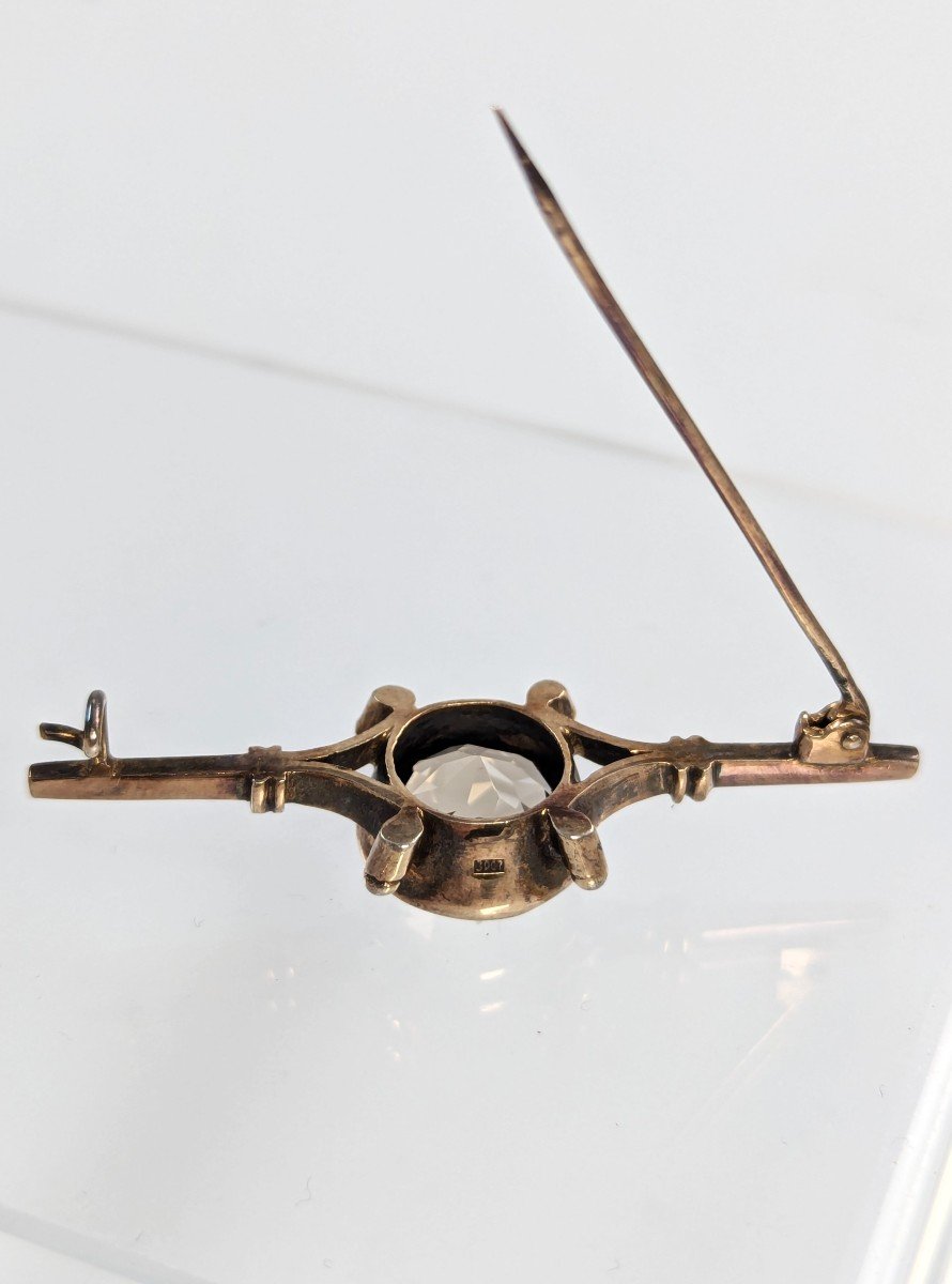 Broche Russe En Argent Doré Avec Topaze Fumée-photo-1