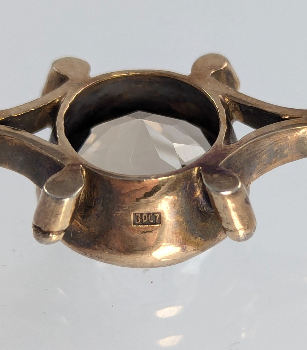 Broche Russe En Argent Doré Avec Topaze Fumée-photo-2