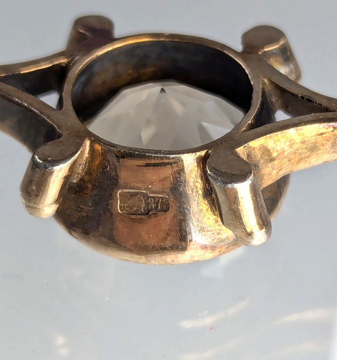 Broche Russe En Argent Doré Avec Topaze Fumée-photo-4