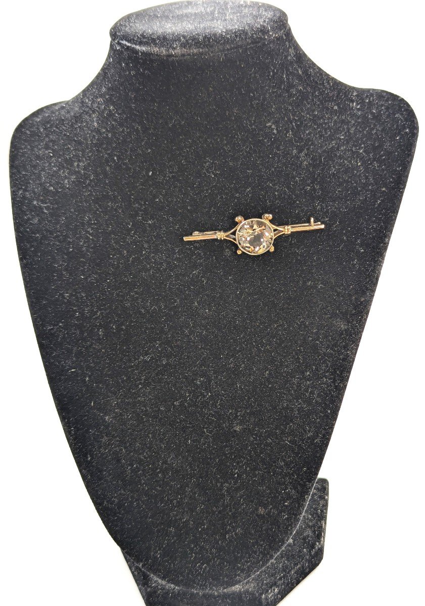 Broche Russe En Argent Doré Avec Topaze Fumée-photo-5