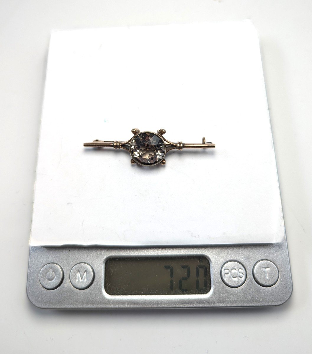 Broche Russe En Argent Doré Avec Topaze Fumée-photo-6