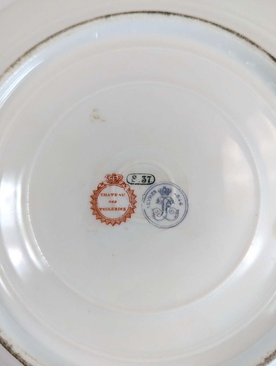 Ancienne Assiette En Porcelaine De Cabinet Peinte à La Main, Style Sèvres, Milieu Du 19e Siècle-photo-5