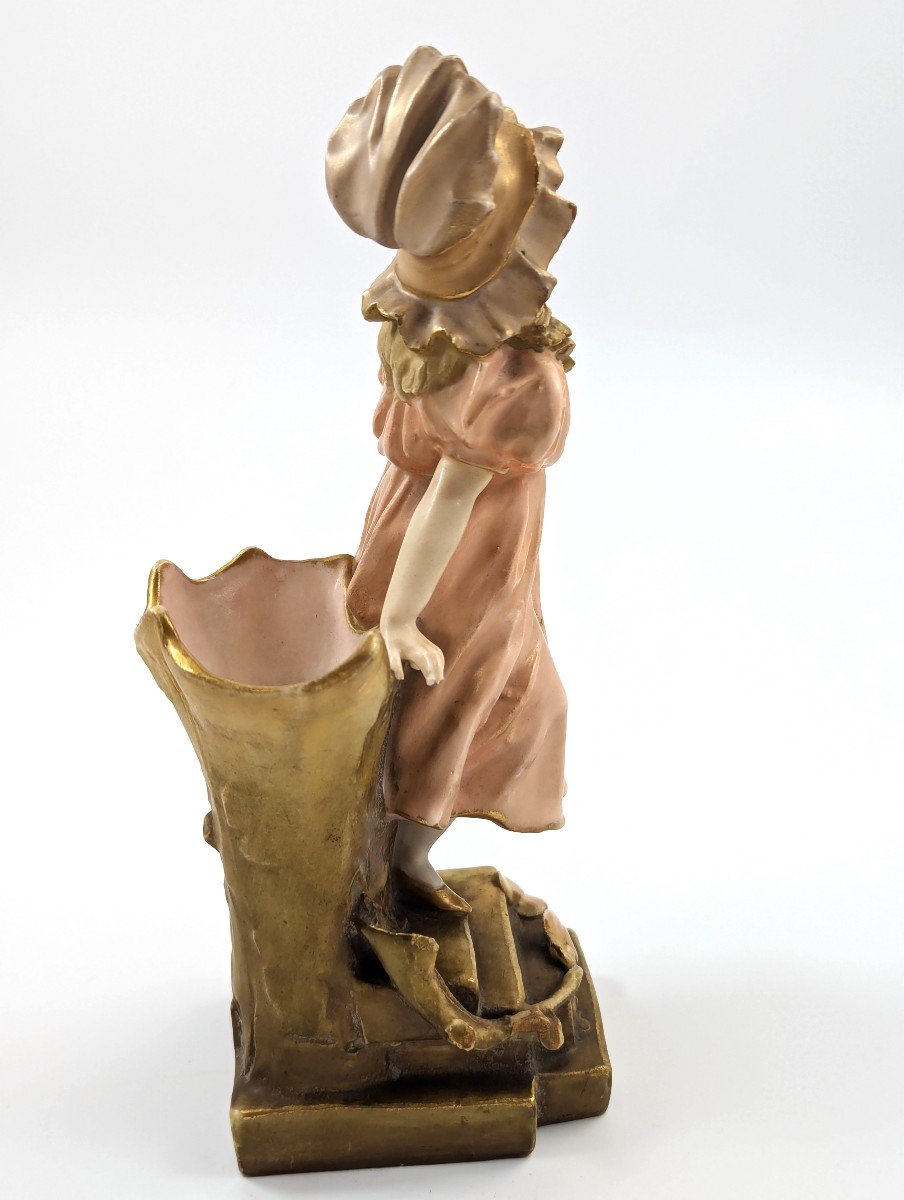 Antique Porcelain Figurine/vase Planter By Ernst Wahliss, Teplitz-turn, Austria, C. 1897-photo-1