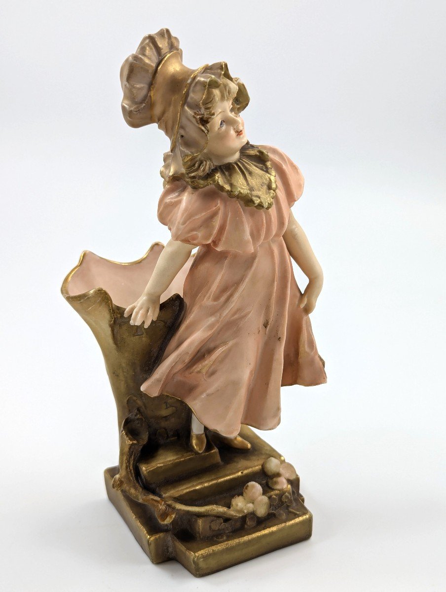 Antique Porcelain Figurine/vase Planter By Ernst Wahliss, Teplitz-turn, Austria, C. 1897-photo-2