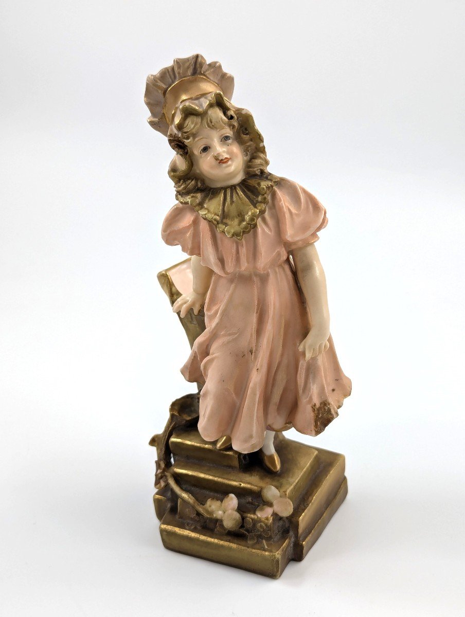Antique Porcelain Figurine/vase Planter By Ernst Wahliss, Teplitz-turn, Austria, C. 1897