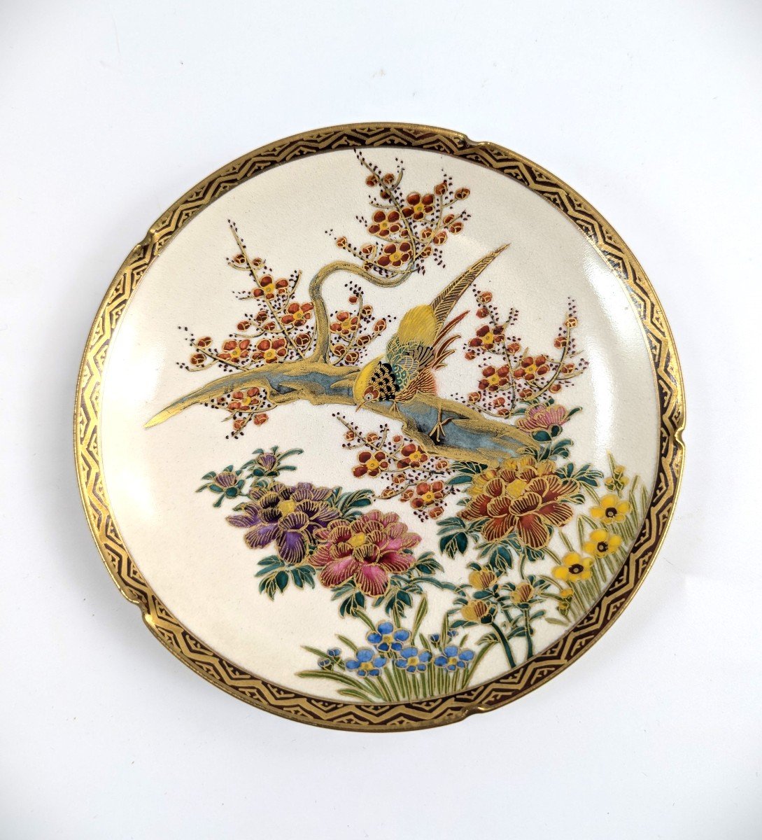 Satsuma 薩摩焼 By Koshida, Crackle Porcelain Plate, Meiji Period.-photo-2