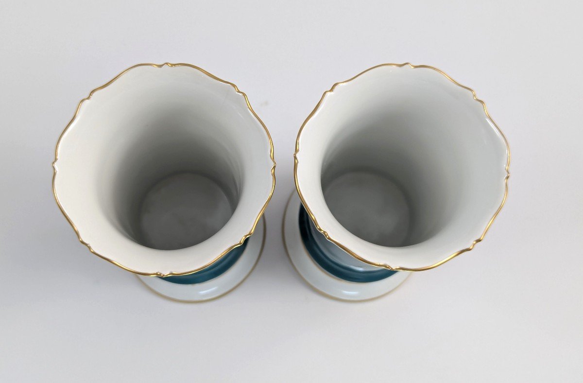 Anciens Vases à Déversement En Porcelaine De Meissen, 19e .-photo-1