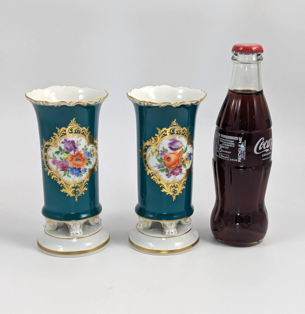 Anciens Vases à Déversement En Porcelaine De Meissen, 19e .-photo-2