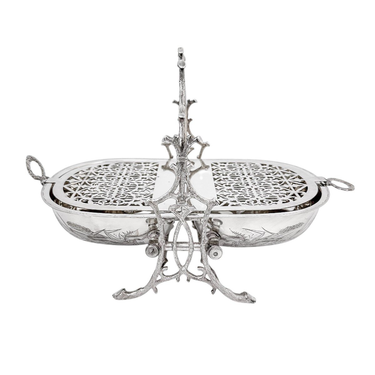 Antique Victorian Silver-plated Aesthetic Movement Folding Biscuit Box, Staniforth Fenton-photo-3