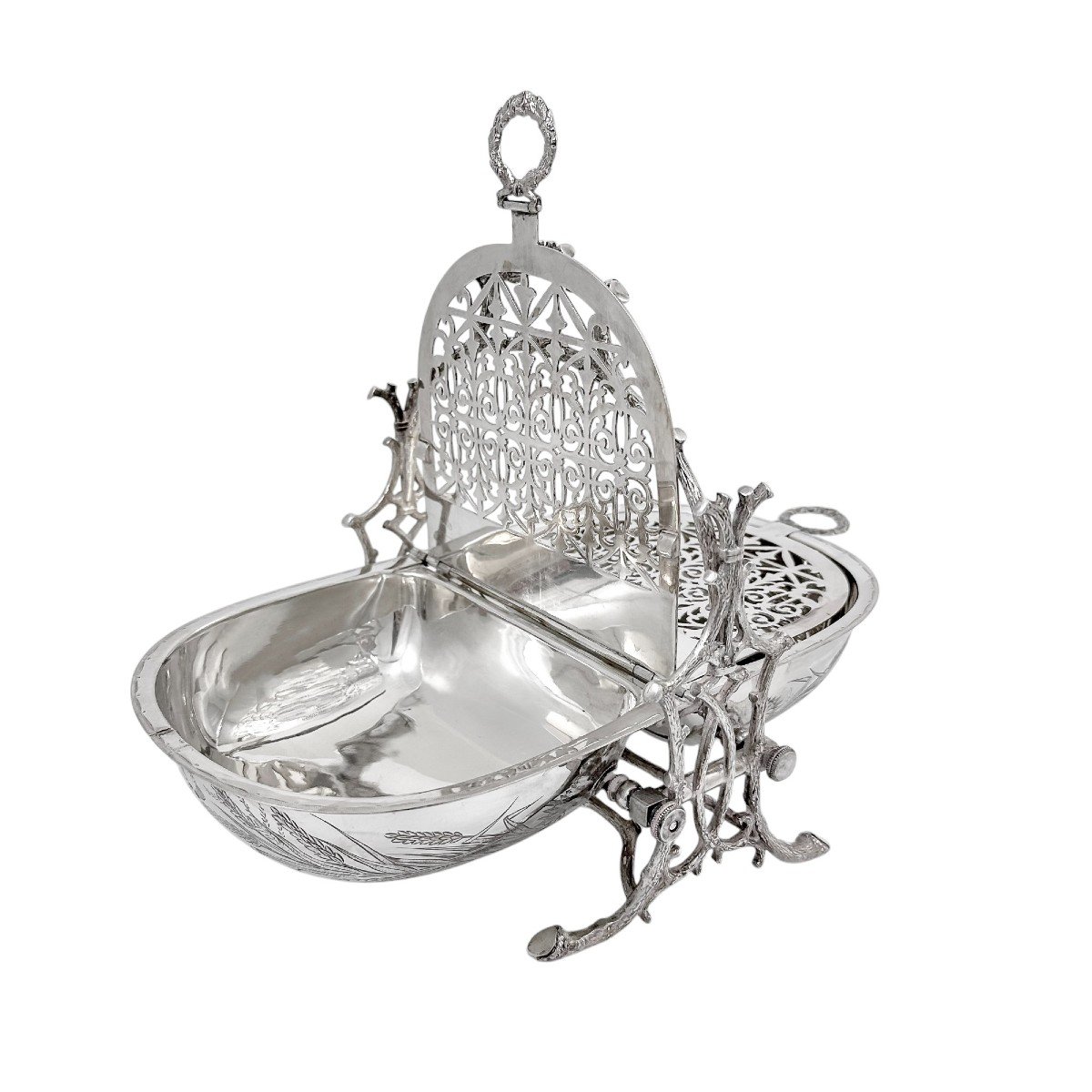 Antique Victorian Silver-plated Aesthetic Movement Folding Biscuit Box, Staniforth Fenton-photo-4