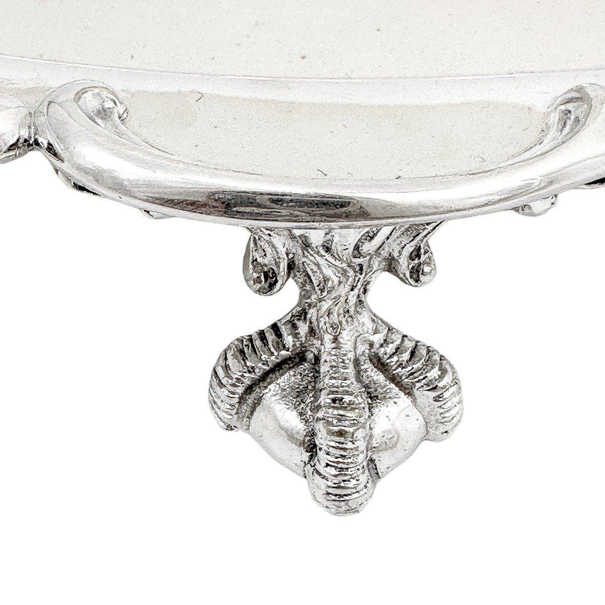 Silver Plated Victorian Salver In Neoclassical Style With Chippendale Border And Garlands-photo-4