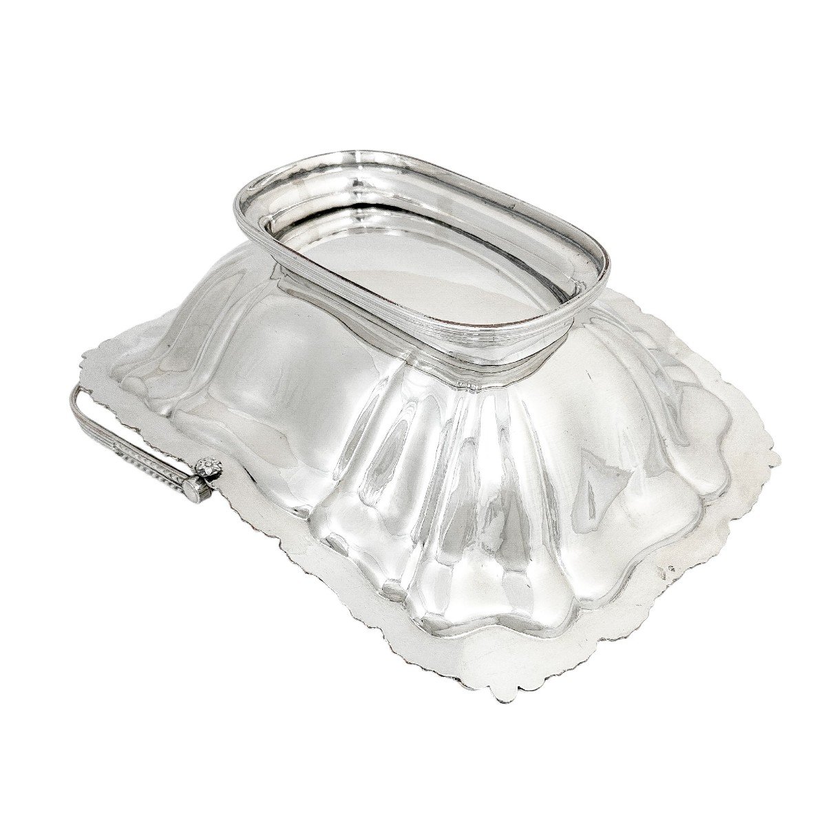 George III Old Sheffield Plate Large Fluted Basket With Sterling Aristocratic Stag Family Crest-photo-6