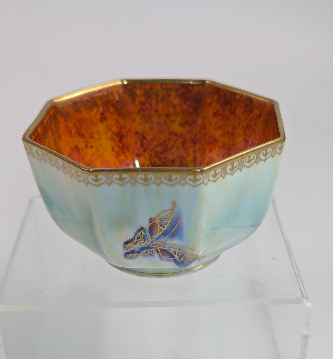 Bol Octogonal à Papillons Daisy Makeig-jones Lustre, Wedgwood, Vers 1914 -photo-1