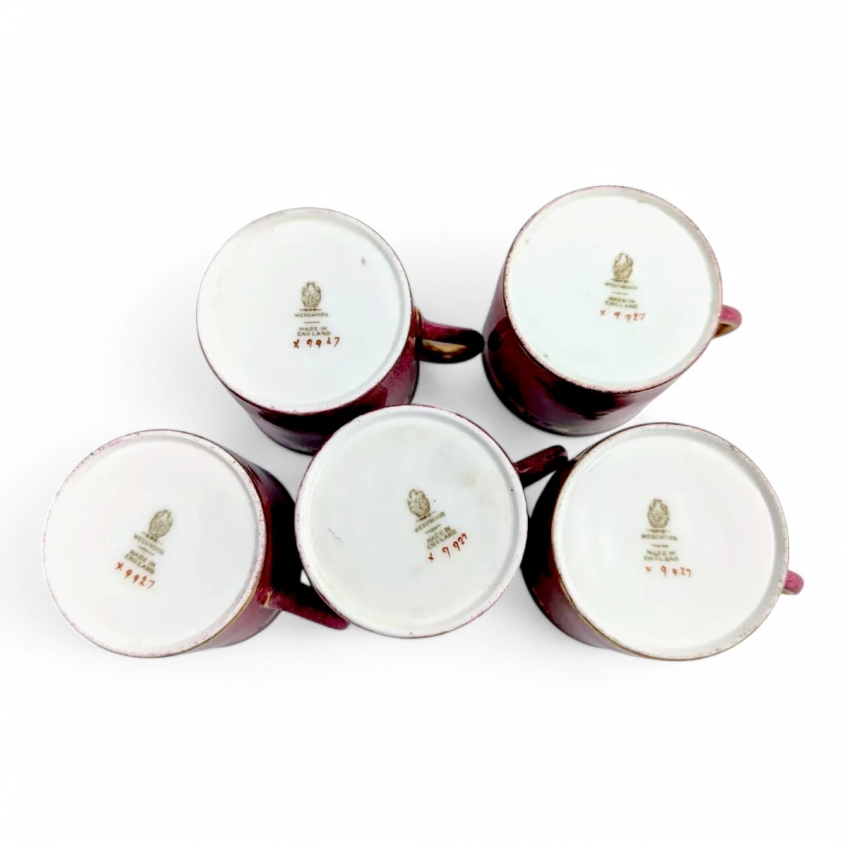 Rare service à café Wedgwood pour Hardy Brothers, porcelaine grenat et or, vers 1905-photo-1