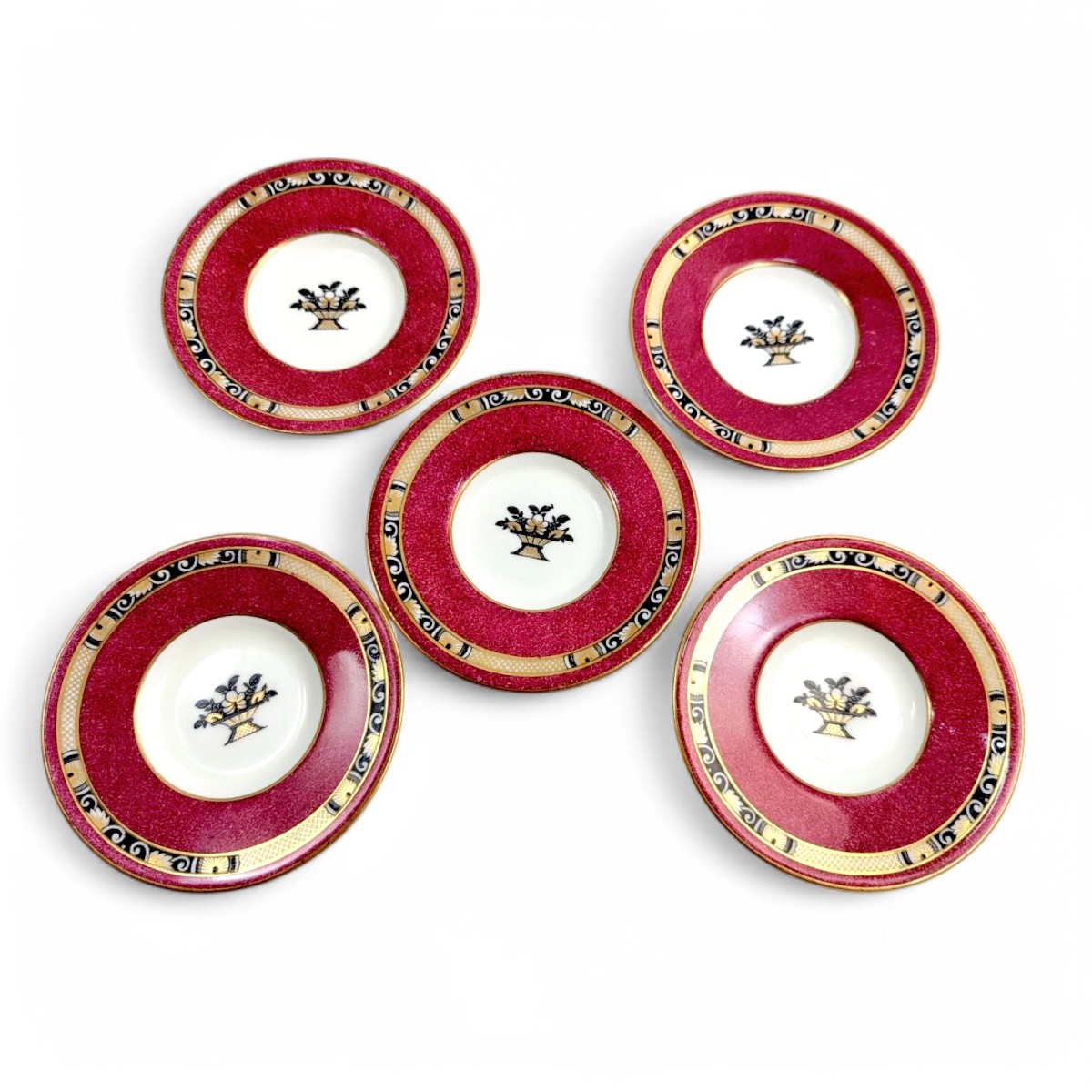 Rare service à café Wedgwood pour Hardy Brothers, porcelaine grenat et or, vers 1905-photo-7