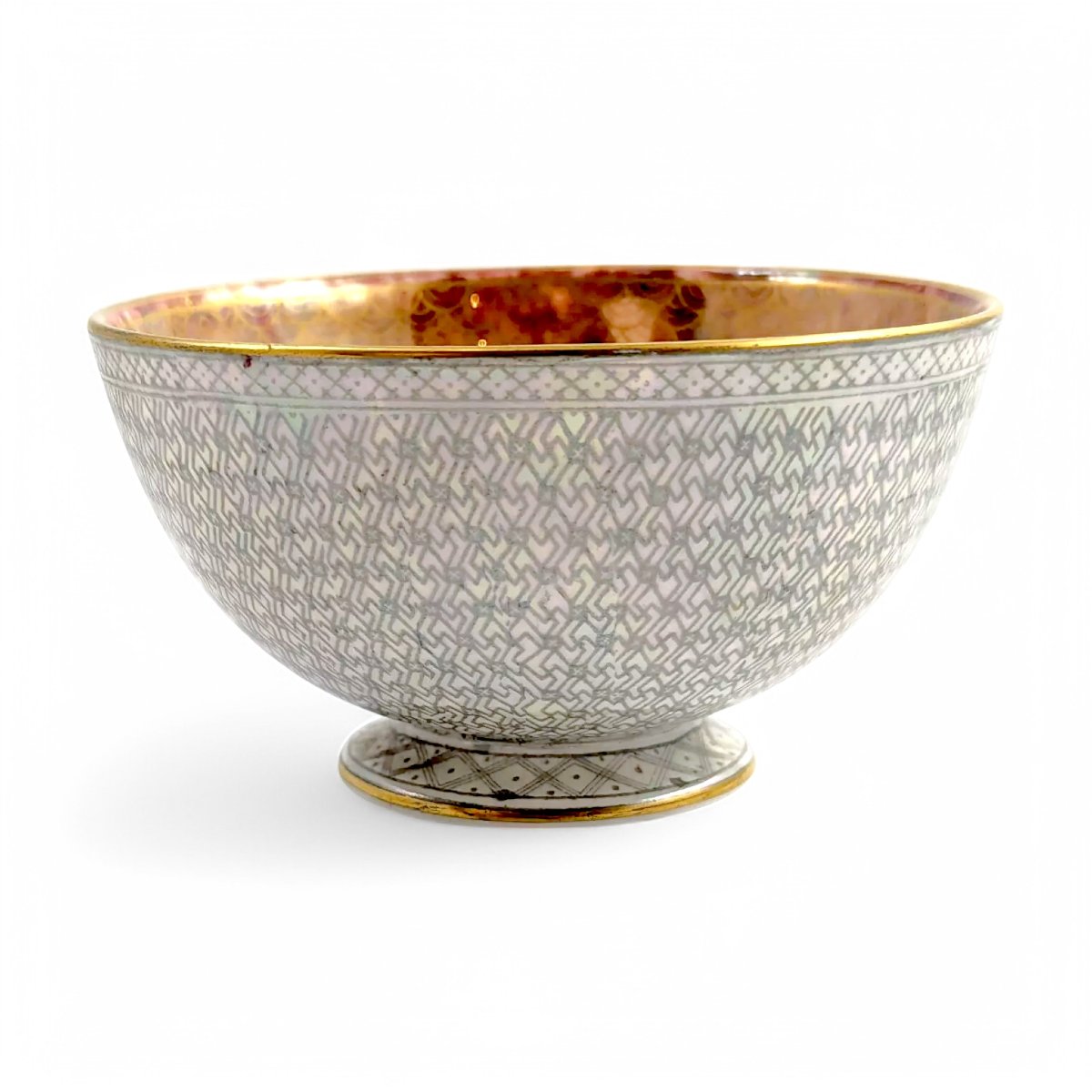 Antique Wedgwood Lustre Bowl, Boston Shape, With Goldfish, Daisy Makeig-jones, C. 1915-photo-1