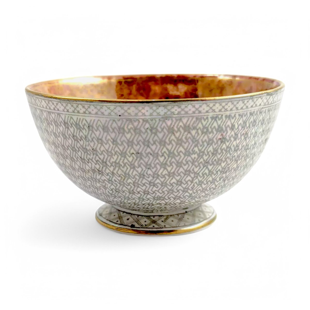 Antique Wedgwood Lustre Bowl, Boston Shape, With Goldfish, Daisy Makeig-jones, C. 1915-photo-2