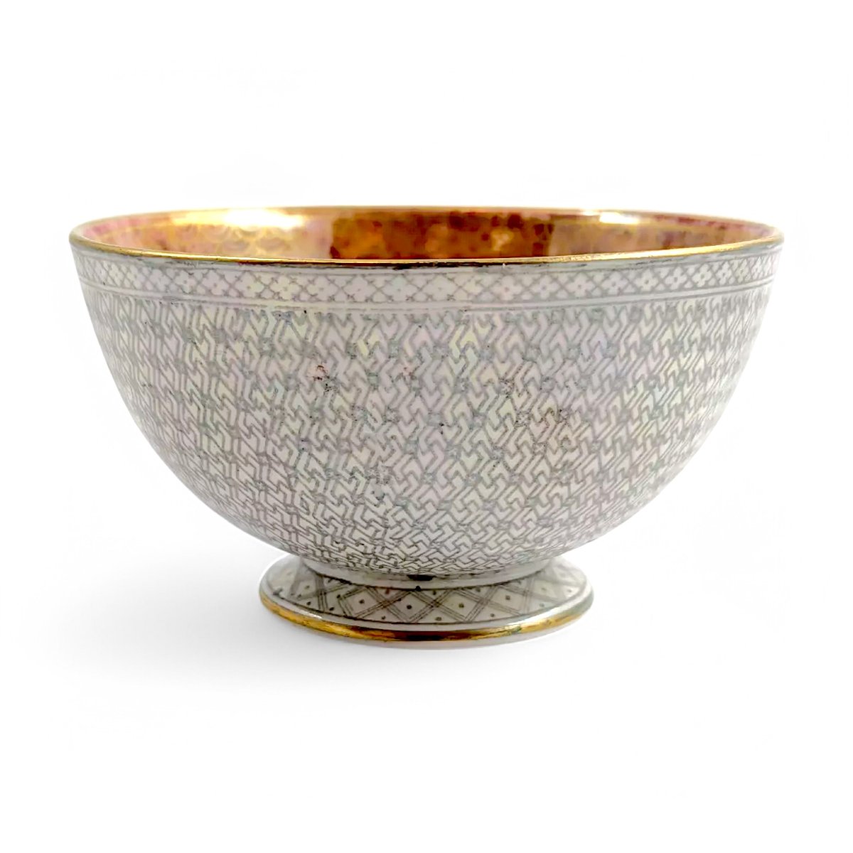 Antique Wedgwood Lustre Bowl, Boston Shape, With Goldfish, Daisy Makeig-jones, C. 1915-photo-3