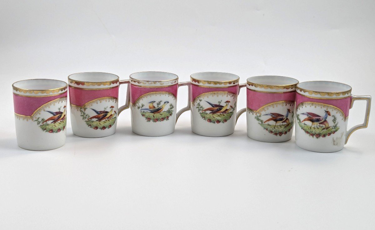 Rare service à café en porcelaine Victoria Austria pour 6 personnes, style Chelsea, rose et or-photo-1