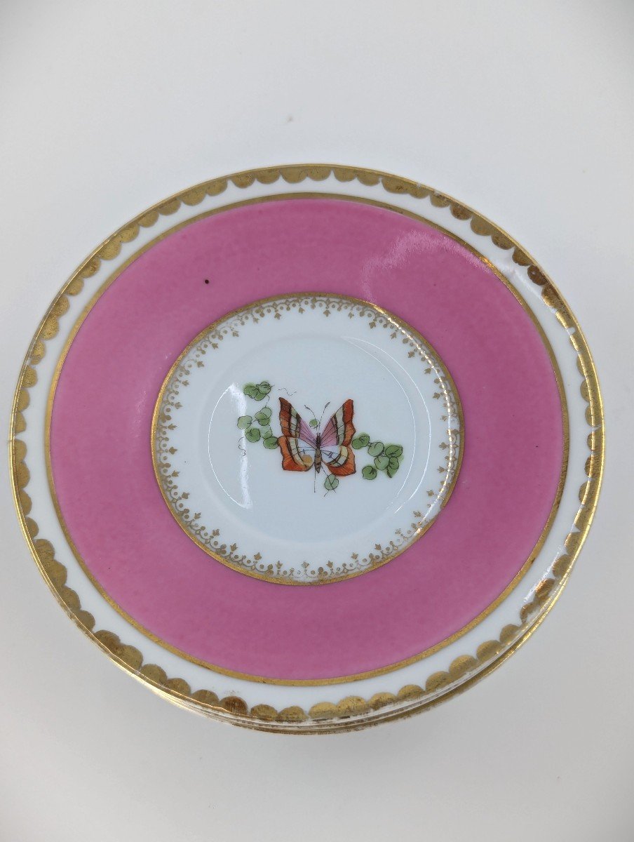 Rare service à café en porcelaine Victoria Austria pour 6 personnes, style Chelsea, rose et or-photo-4