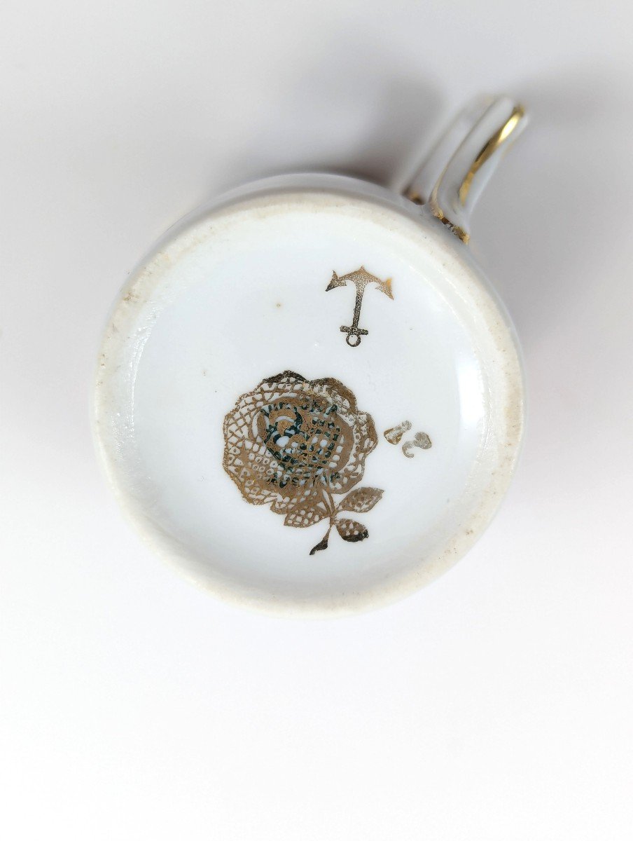Rare service à café en porcelaine Victoria Austria pour 6 personnes, style Chelsea, rose et or-photo-8