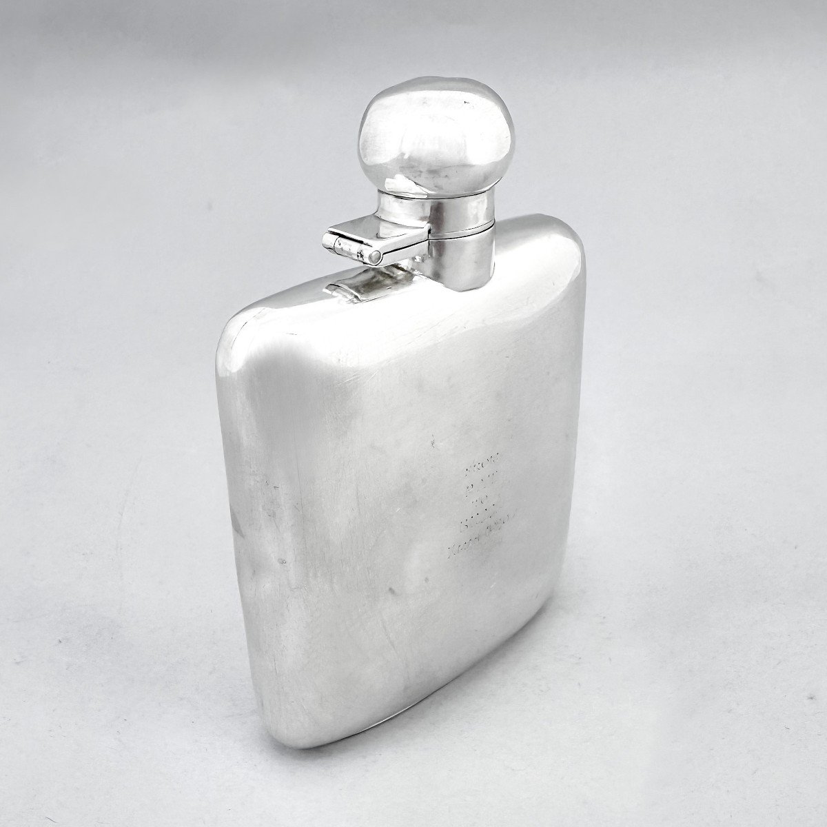 Art Deco Sterling Silver Whisky Hip Flask, 150 Ml, Chester 1927-photo-2