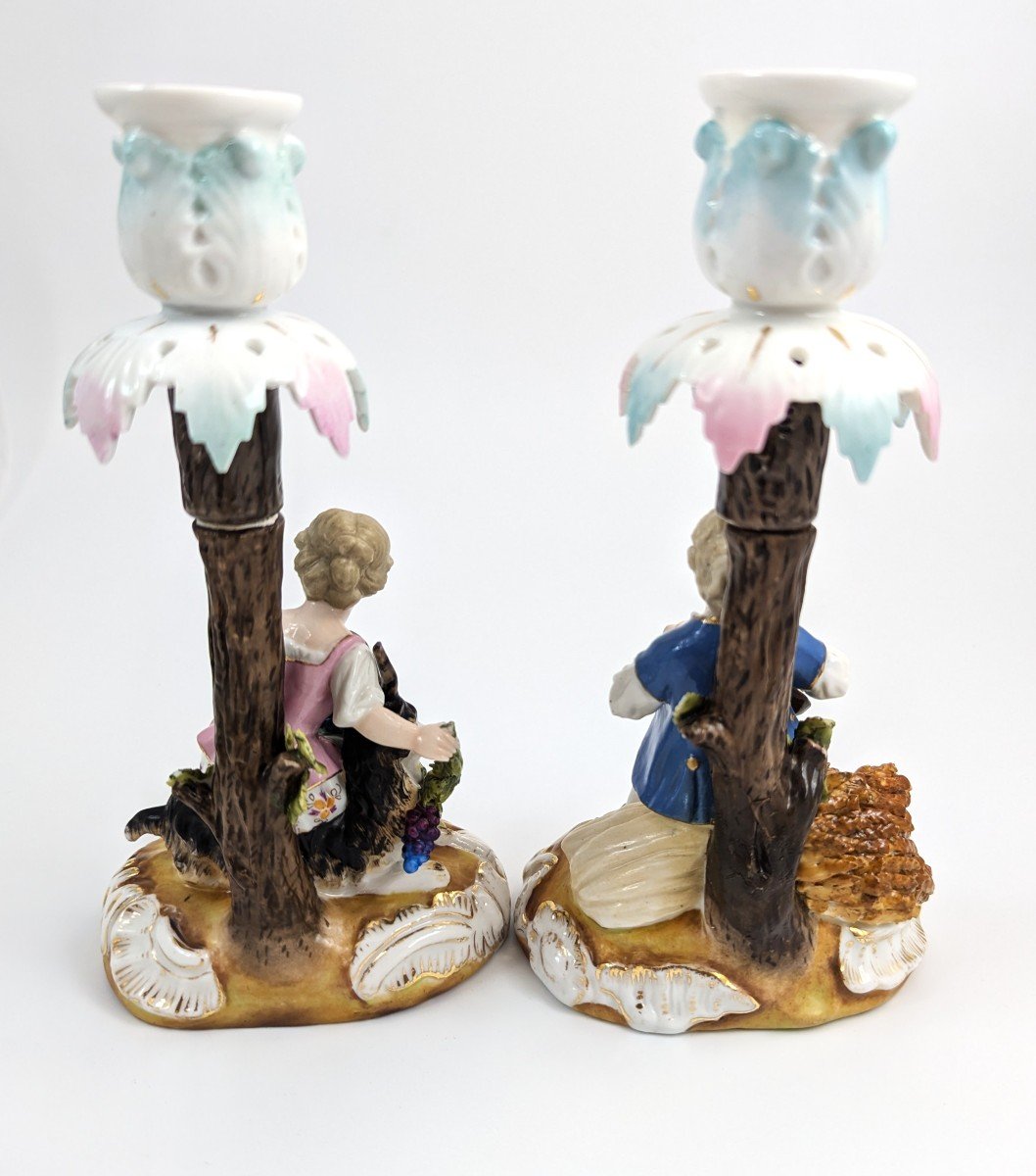Sitzendorf Porcelain Figural Candlesticks, 1884-photo-3