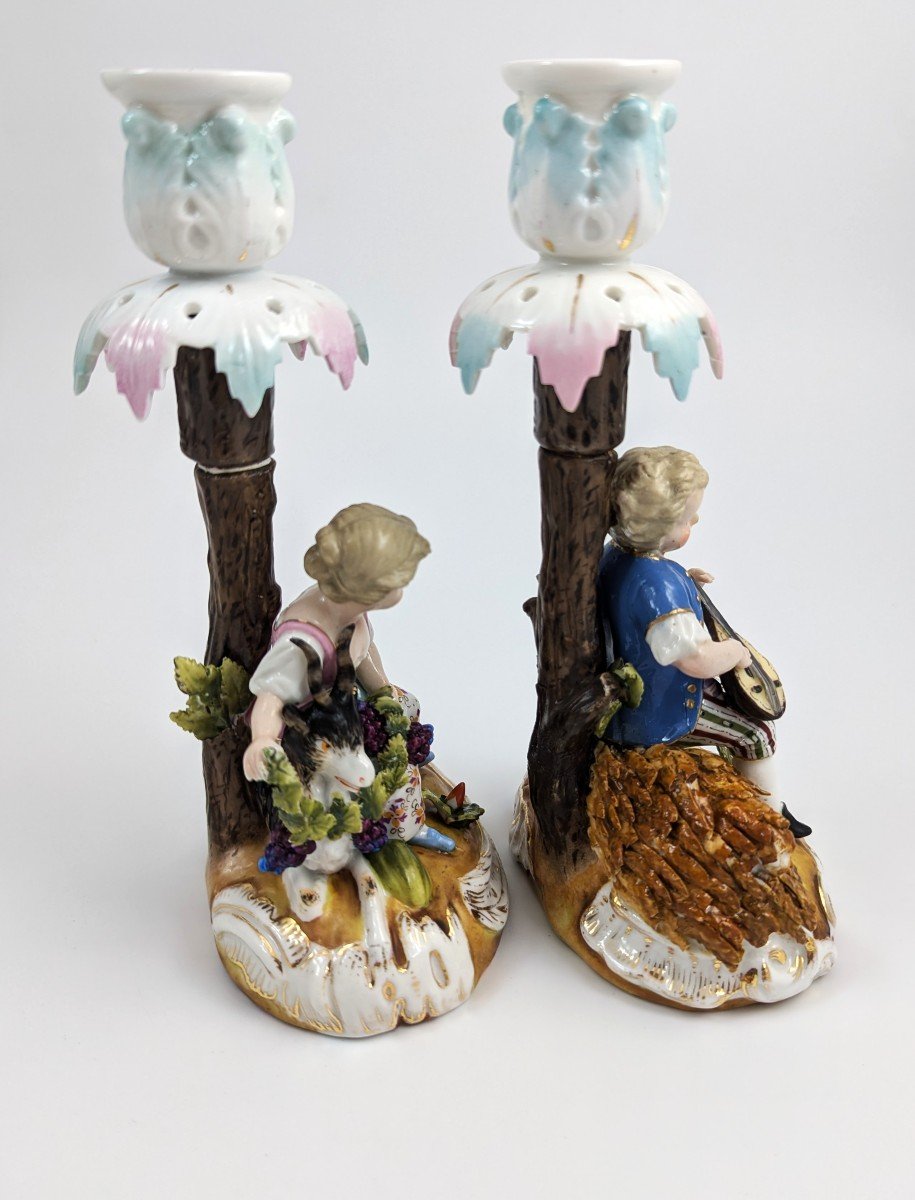 Sitzendorf Porcelain Figural Candlesticks, 1884-photo-4