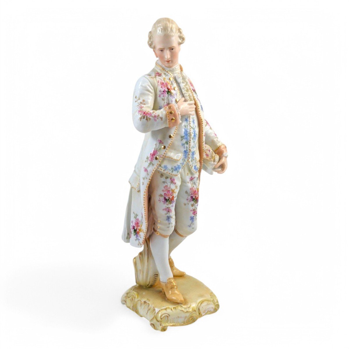 Christian Nonne Of Geisshübel, Antique Porcelain Figure Of A Nobleman, 19th Century