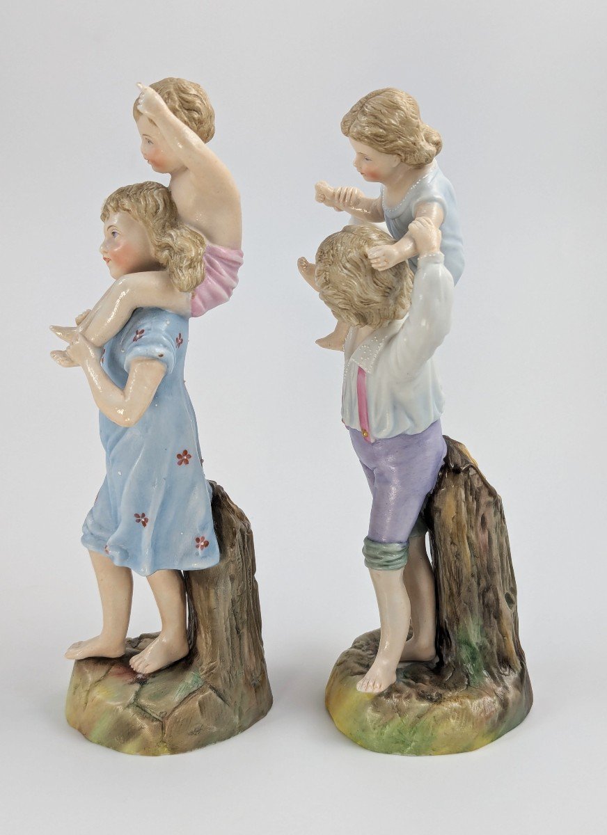 Ernst Bohne & Söhne Figurines: Boy & Girl Holding Children, C. 1887-photo-2