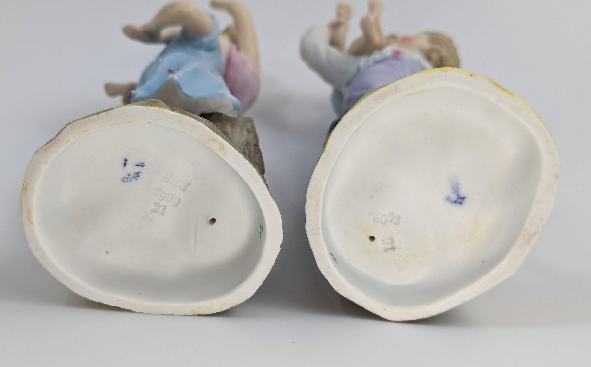 Ernst Bohne & Söhne Figurines: Boy & Girl Holding Children, C. 1887-photo-2