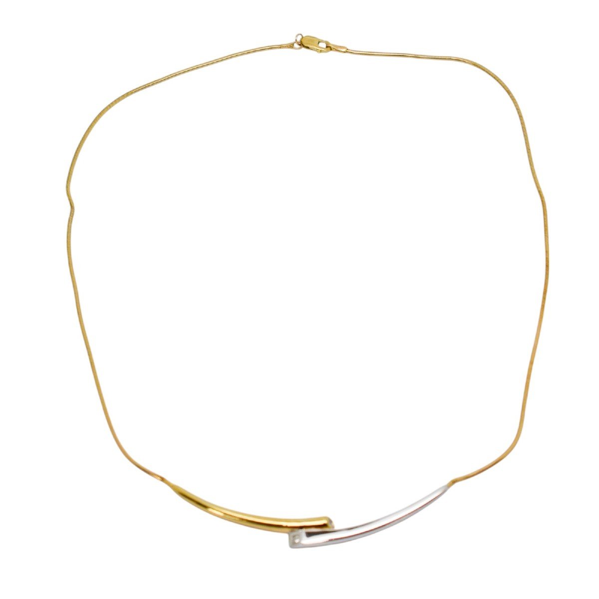 Collier Vintage Royal Mint "connections Collarette" 9ct Or Bicolore, Diamant, Boîte & Certif.-photo-3