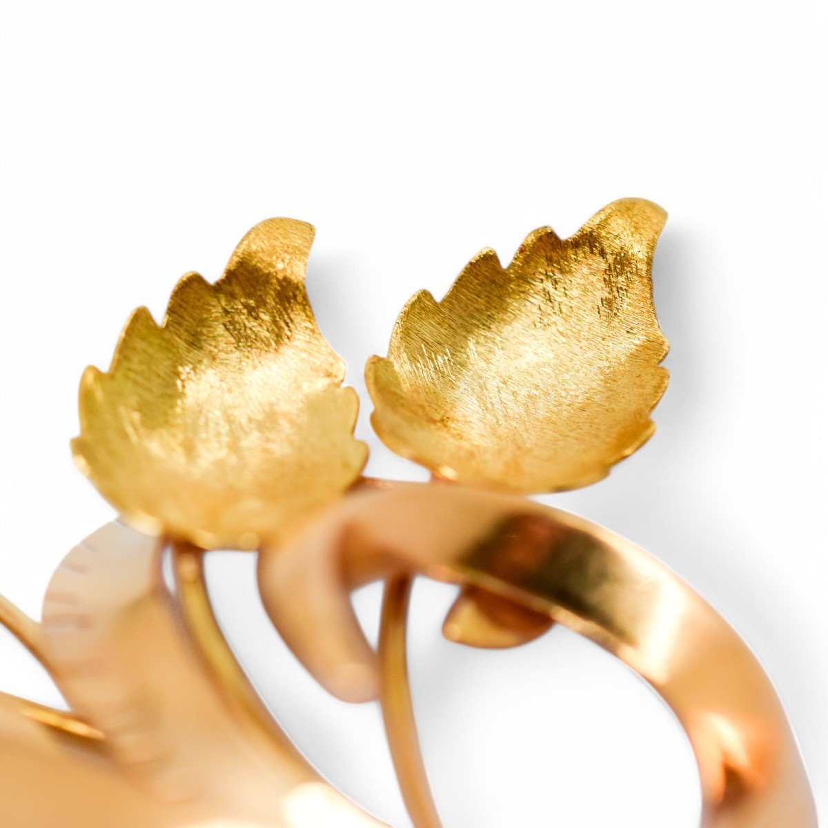 Broche Vintage 1960 Varese Italienne 18ct Or Floral, Saphirs Roses, Boîte Incluse-photo-4