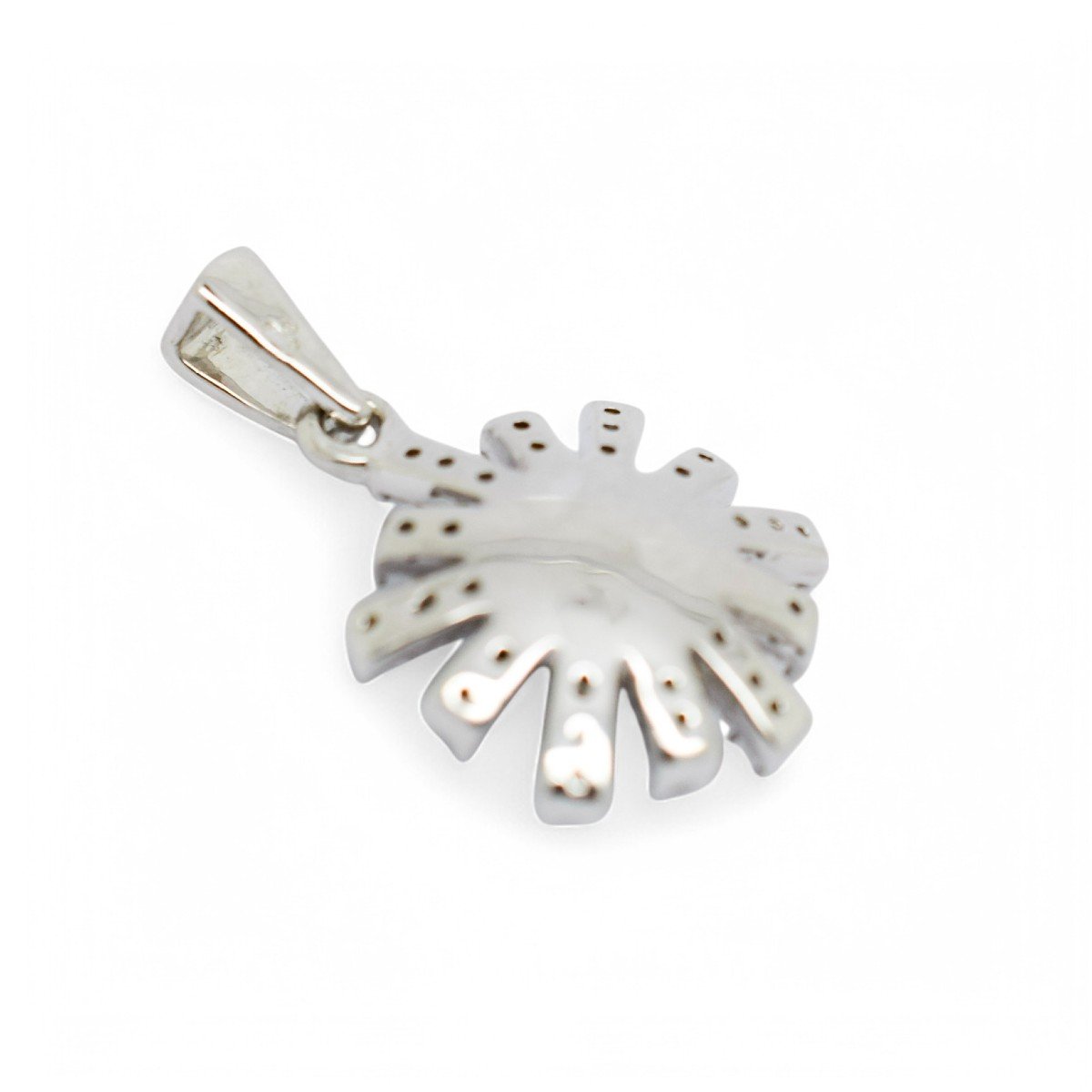 Pendentif Marguerite Vintage En Or Blanc 9 Ct Avec Diamants Noirs Et Blancs-photo-3