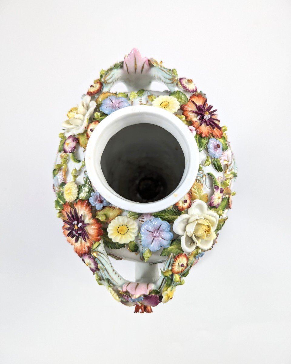 Very Rare Luxury Sitzendorf Potpourri Vase, C. 1885-photo-7