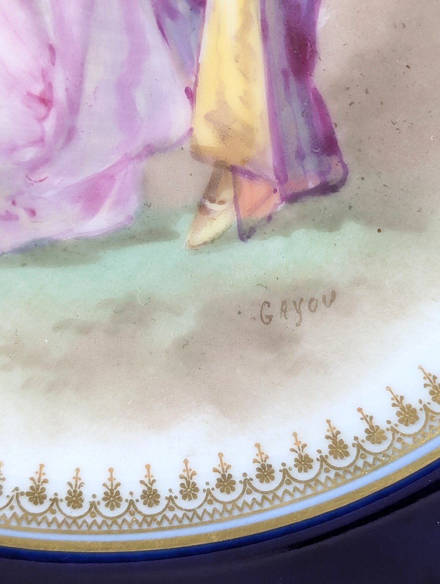 Rare Assiette De Service En Porcelaine Peinte à La Main De Style Sèvres, Fin Du XIXe Siècle-photo-1