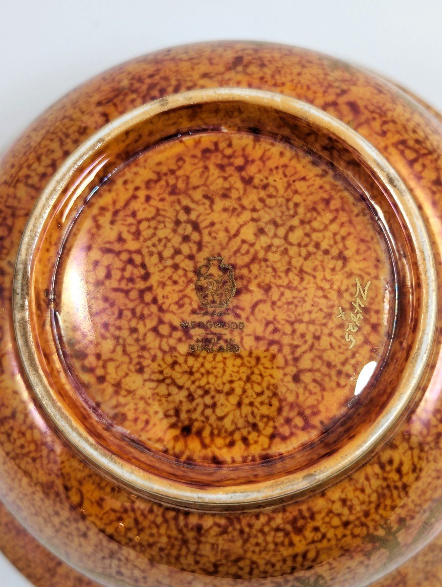 Daisy Makeig-Jones Bol En Céramique Lustrée Orange Moucheté, Wedgwood, Vers 1915-1920-photo-4