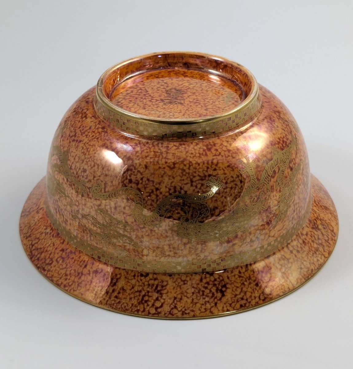 Daisy Makeig-Jones Bol En Céramique Lustrée Orange Moucheté, Wedgwood, Vers 1915-1920-photo-5