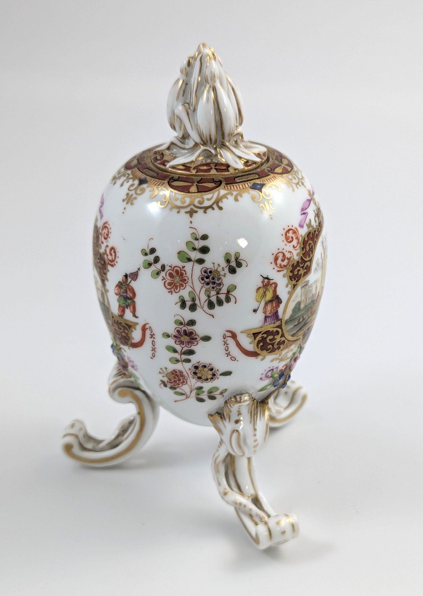 Kpm Berlin, Oeuf Sur Pieds En Porcelaine, Boîte à Thé Ou Pot, Vers 1780-photo-3
