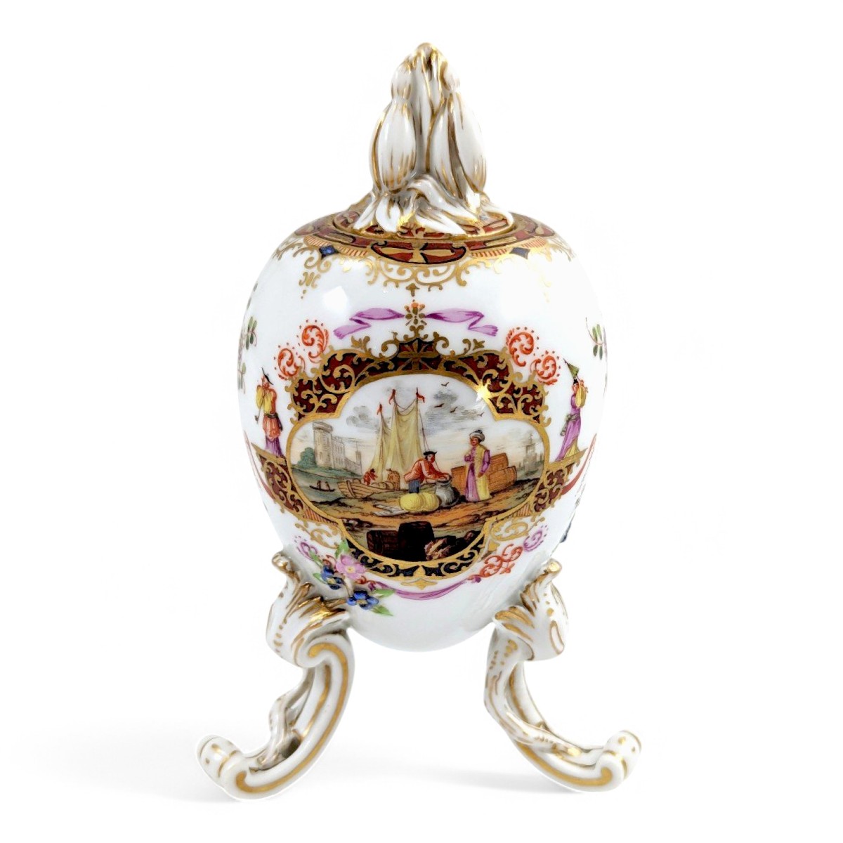 Kpm Berlin, Oeuf Sur Pieds En Porcelaine, Boîte à Thé Ou Pot, Vers 1780