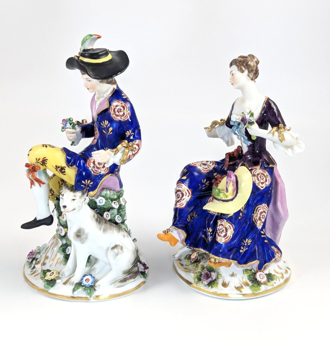 Paire de figurines en porcelaine de Chelsea « Berger et Bergère  époque de l’Ancre Dorée, 1752-photo-2