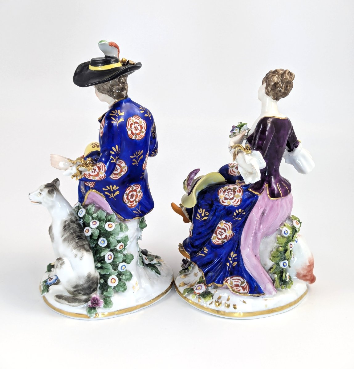 Paire de figurines en porcelaine de Chelsea « Berger et Bergère  époque de l’Ancre Dorée, 1752-photo-3
