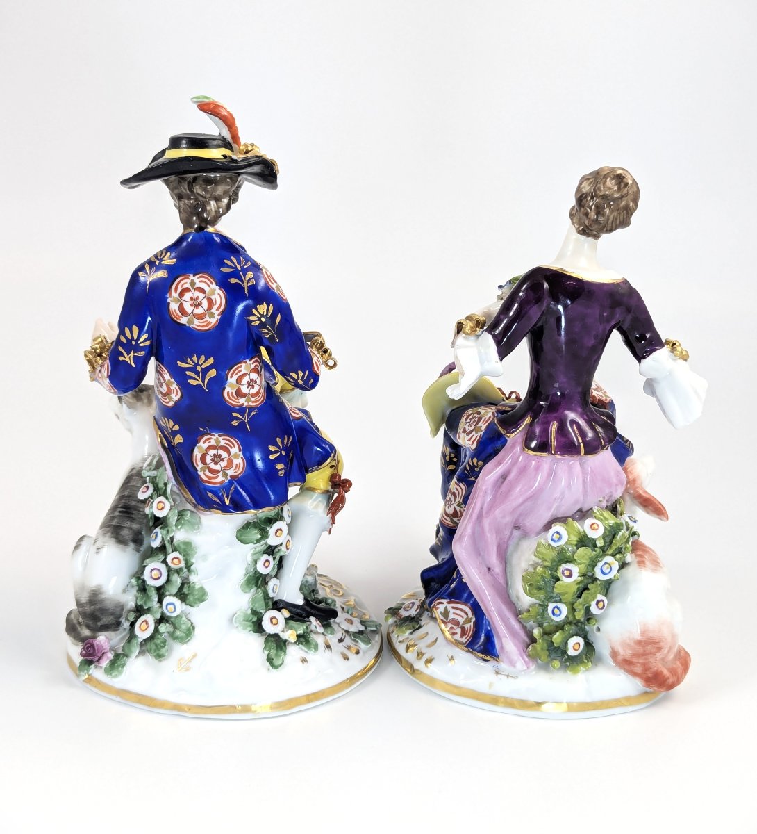 Paire de figurines en porcelaine de Chelsea « Berger et Bergère  époque de l’Ancre Dorée, 1752-photo-4