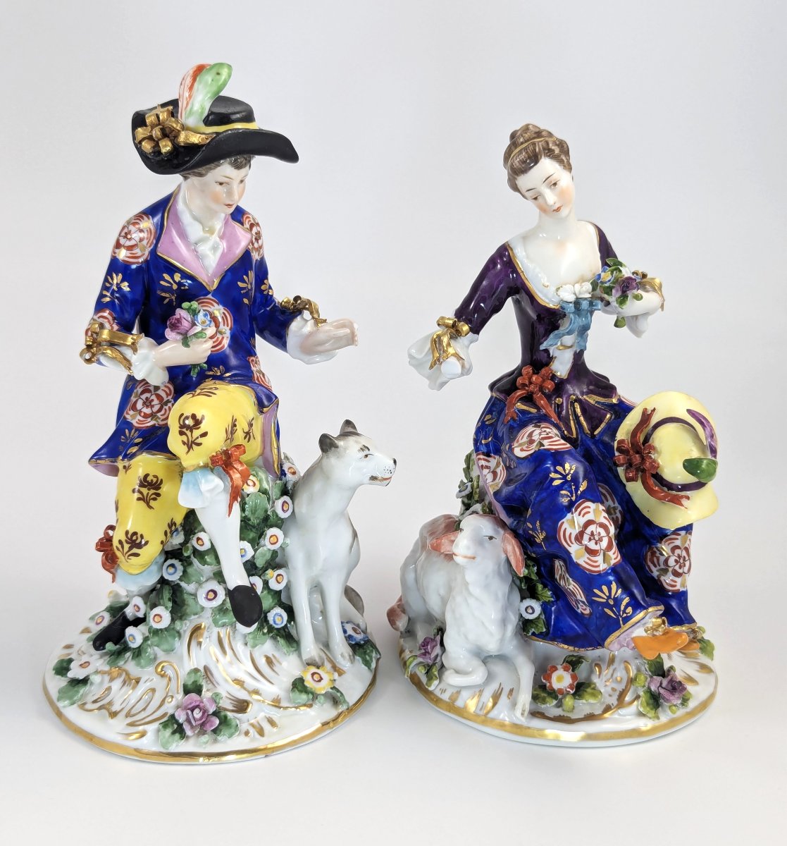 Paire de figurines en porcelaine de Chelsea « Berger et Bergère  époque de l’Ancre Dorée, 1752-photo-3