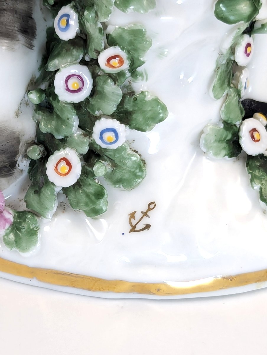 Paire de figurines en porcelaine de Chelsea « Berger et Bergère  époque de l’Ancre Dorée, 1752-photo-4