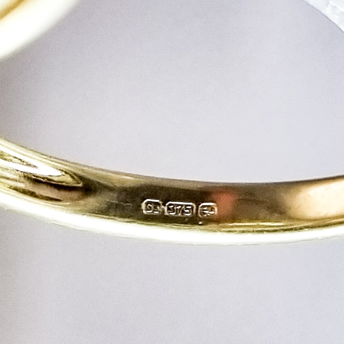 Bague en or jaune 9 ct à trois pierres prasiolite et citrine, améthyste verte, 54 mm-photo-4