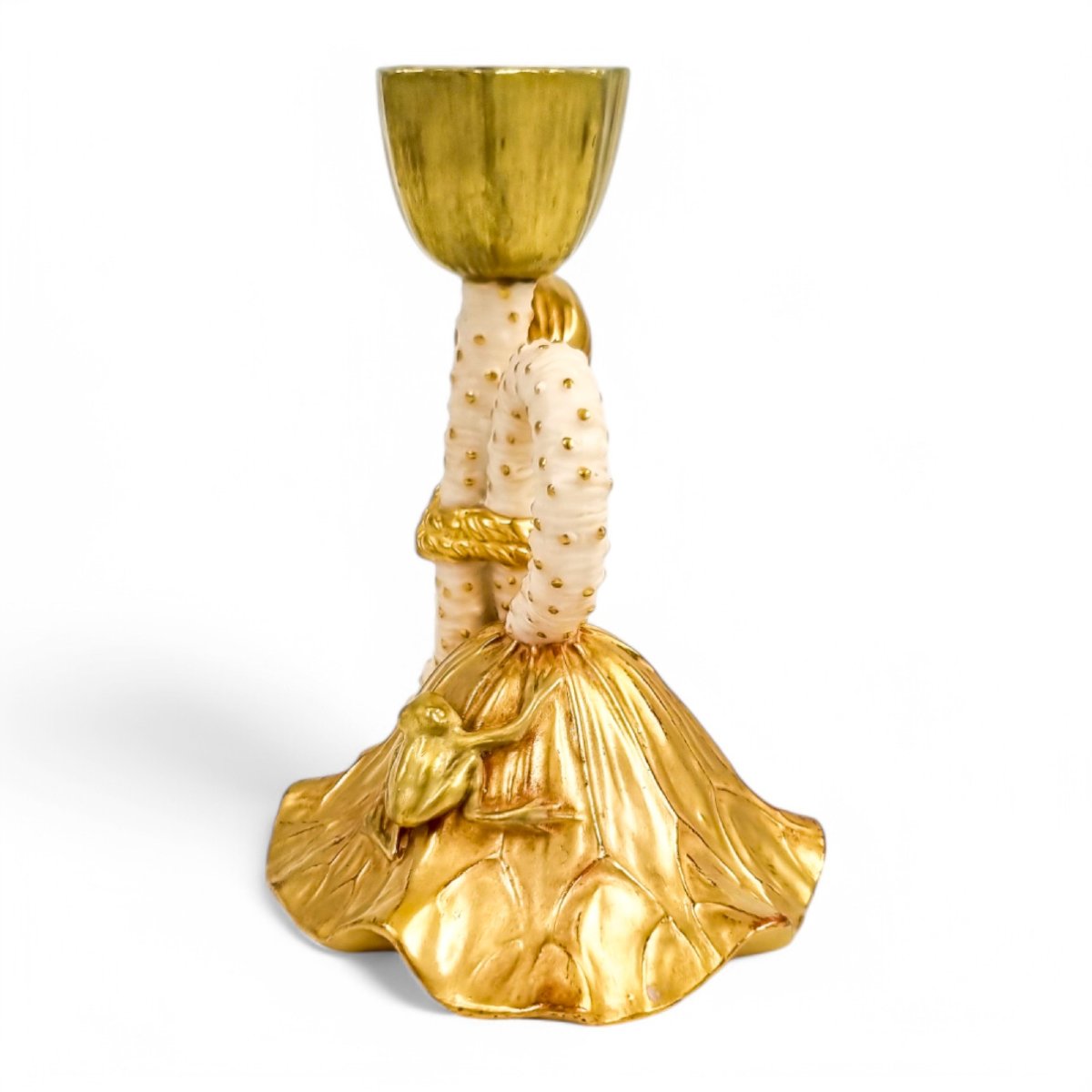 Chandelier En Porcelaine Royal Worcester Victorien – Grenouille Sur Nénuphar, Style Esthétique-photo-2