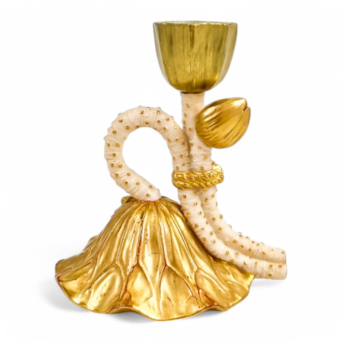 Chandelier En Porcelaine Royal Worcester Victorien – Grenouille Sur Nénuphar, Style Esthétique-photo-3