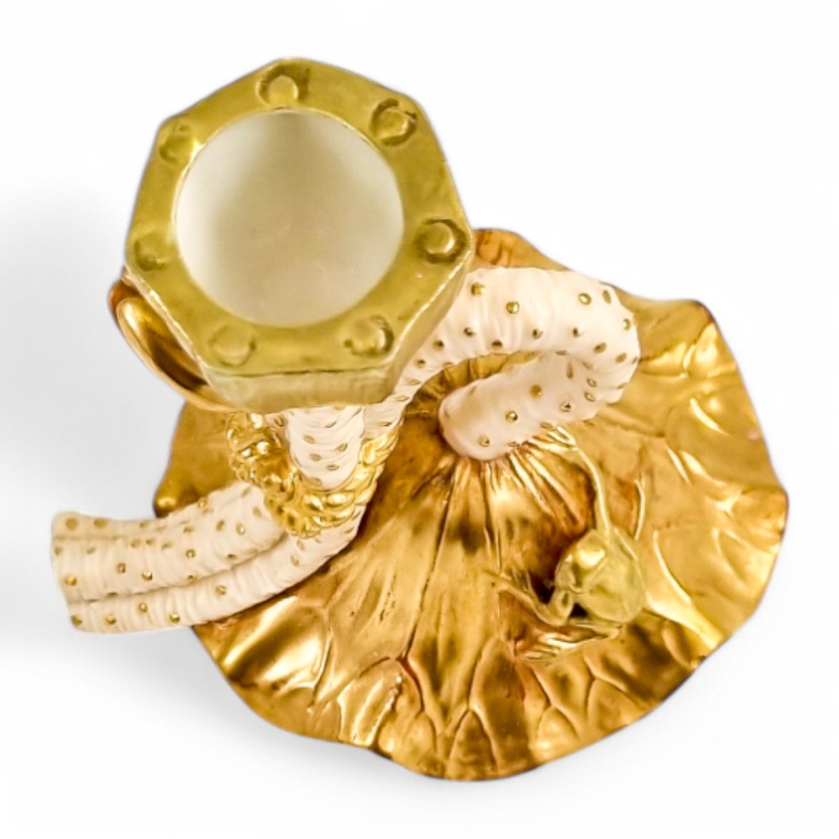 Chandelier En Porcelaine Royal Worcester Victorien – Grenouille Sur Nénuphar, Style Esthétique-photo-2